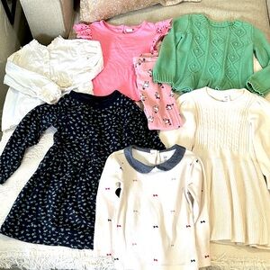 BABY GAP Bundle 2 Long Sleeve Dresses 1 Cable Knit Sweater 3 Tops 1 PJ pant Sz 4